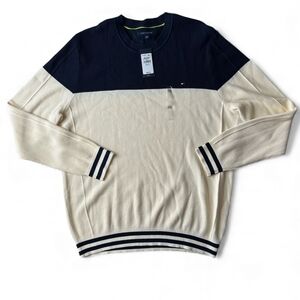 Tommy Hilfiger Navy and Cream Men's Sweater
